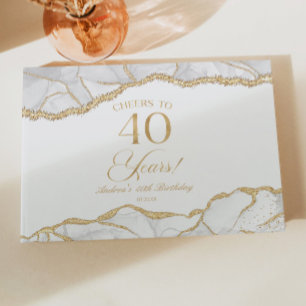 Livre D'or Fête d'anniversaire de 40 ans élégante en agate et