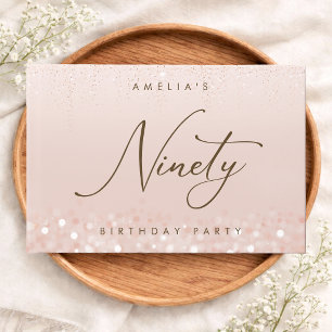 Livre D'or Fête d'anniversaire de 90 ans Rose Gold Glitter