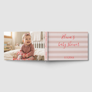 Livre D'or Fête de bébé à rayures roses