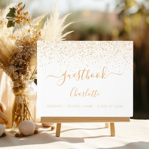 Livre D'or Fête de graduation en or blanc confetti monogramme