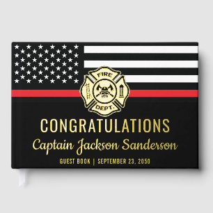 Livre D'or Fête de la retraite des pompiers Red Line Flag Fir