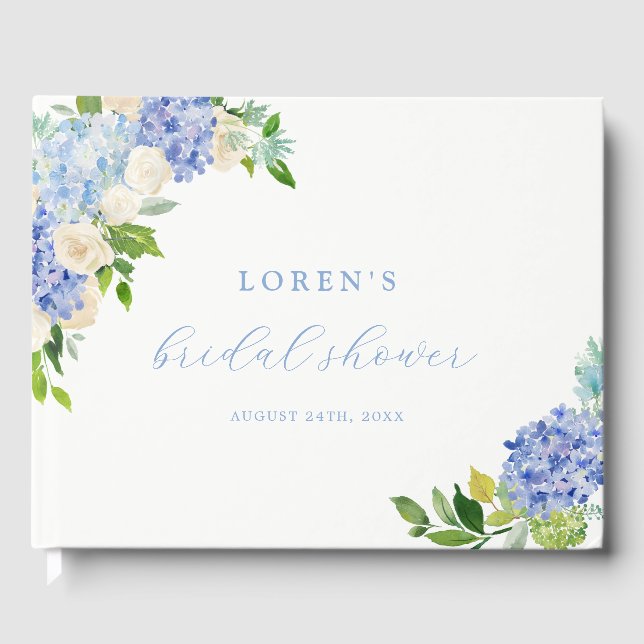 Livre D'or Fête de mariage Hydrangea Fleurs Bleues (Recto)