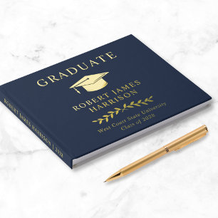 Livre D'or Fête de remise des diplômes élégante avec feuille 