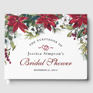Livre D'or Fête des mariées de Noël Florale Poinsettia Rouge