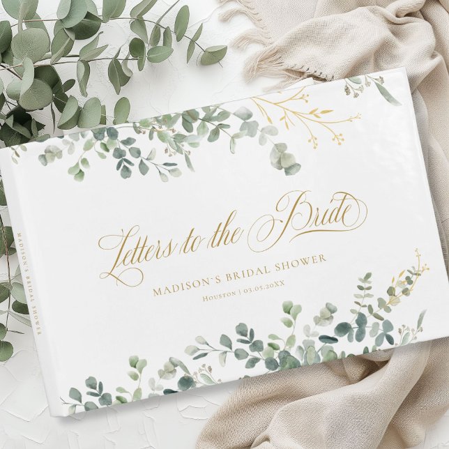 Livre D'or Fête des mariées de script Eucalyptus Handwriting (Customer specific, elegant, eucalyptus, "Letters to the Bride" Bridal Shower Guest Book. )
