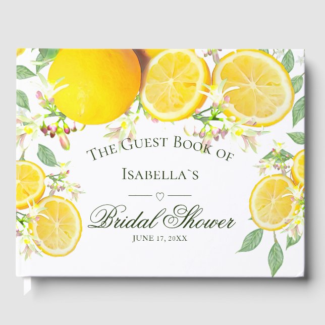 Livre D'or Fête des mariées d'été moderne Lemon Boho (Recto)