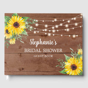 Livre D'or Fête des mariées en bois rustique Sunflower