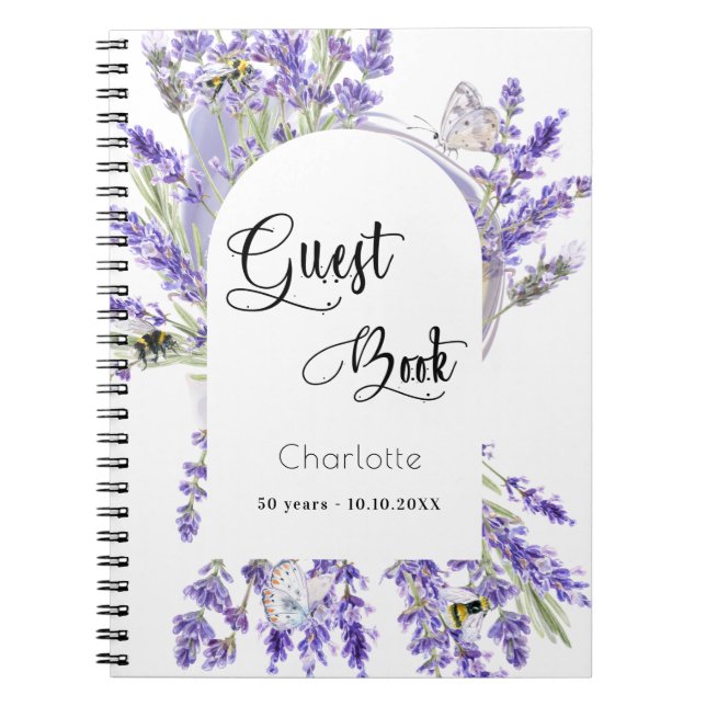 Livre d'or fête fête lavande violet florales (Devant)