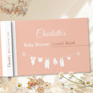 Livre D'or Fête minimale rose saumon pour bébé fille