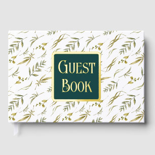 Livre D'or Feuilles botaniques mariages vertes motif feuille
