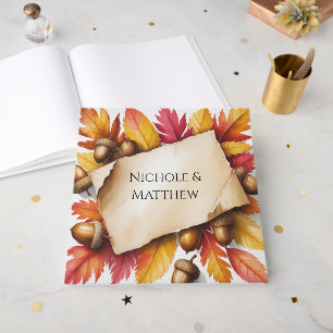 Livre D'or Feuilles d'automne à l'aquarelle et mariage rustiq