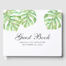 Livre D'or Feuilles verts exotiques. Mariage tropical d'été