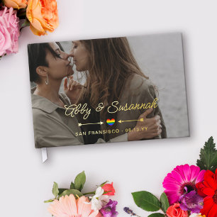 Livre D'or Fierté Heart Gold Flèches Photo Mariage LGBTQ