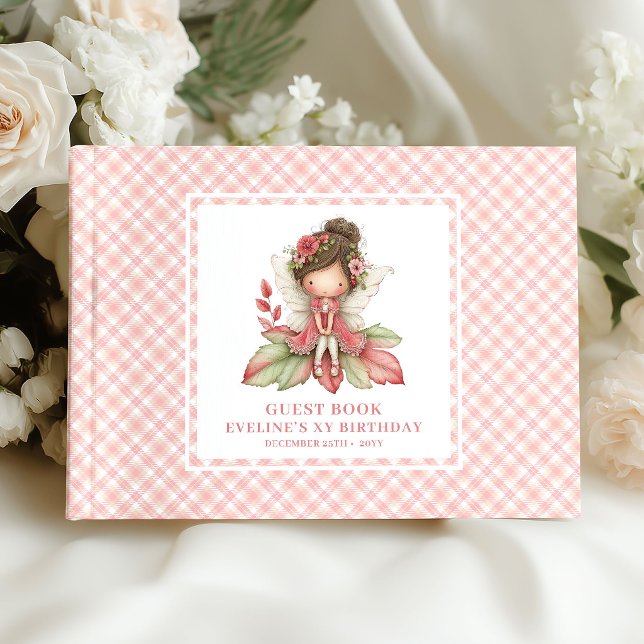 Livre d'or Fille Fée Magique Anniversaire Floral R (Magical Fairy Girl Birthday Floral Pink Guestbook)