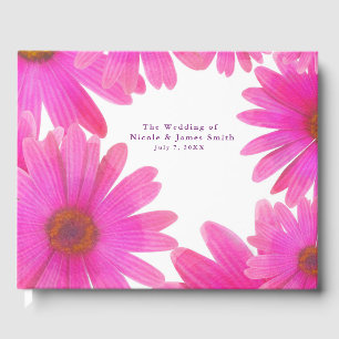 Livre D'or Fleur de marguerite rose Mariage chic élégant