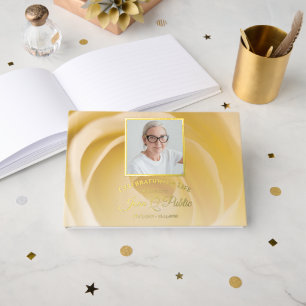Livre D'or Fleur de rose blanche Célébration de la vie