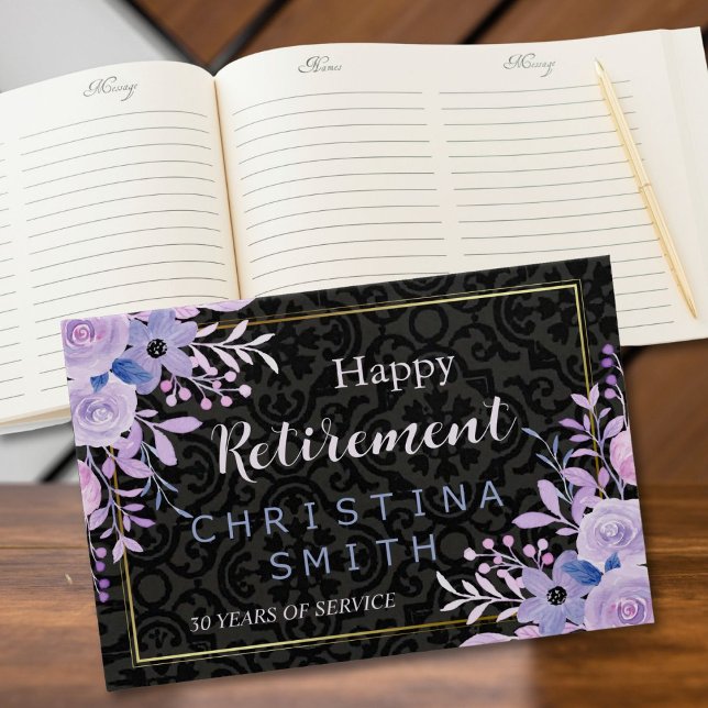 Livre D'or Fleur moderne Pastel Aquarelle Parti de retraite (Modern Floral Pastel Watercolor Retirement Party)