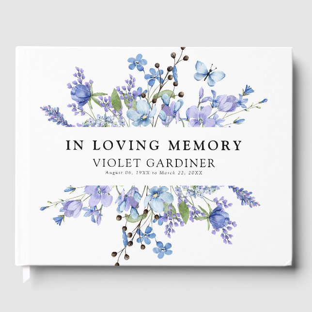 Livre D'or Fleur sauvage Bleu Dans Love Memory Keepsaké (Recto)