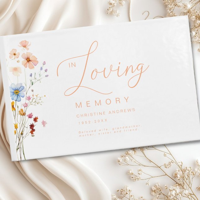 Livre D'or Fleur sauvage Funérailles "En mémoire de l'amour" (Wildflower "In Loving Memory" Funeral Guest Book)
