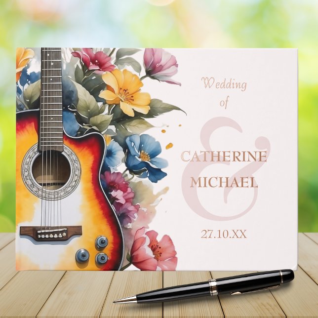 Livre D'or Fleur sauvage guitare Ampersand Mariage musical (Créateur téléchargé)