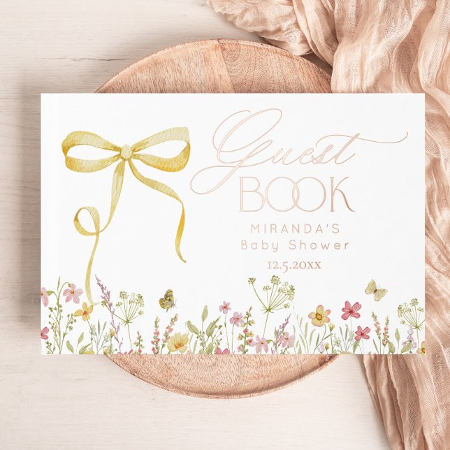 Livre D'or Fleur sauvage Papillon Baby shower floral de print (Créateur téléchargé)