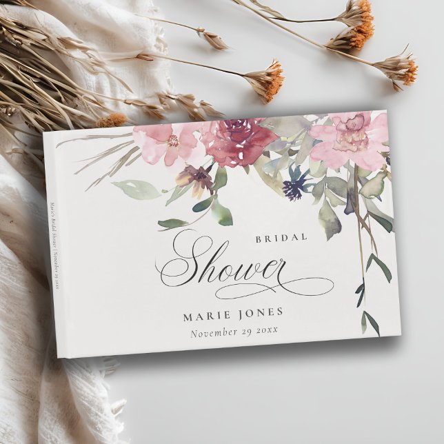 Livre D'or Fleur sauvage Rose Dusky Blush Fête des mariées Fl (Créateur téléchargé)