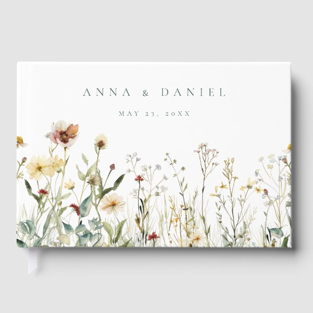 Livre D'or Fleur sauvage rustique Mariage Meadow (Recto)