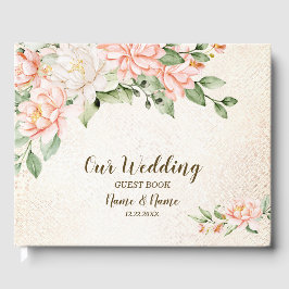 Livre D'or Fleurs blanches à l'aquarelle du mariage