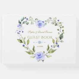 Livre D'or Fleurs bleues délicates Mariage bleu marine