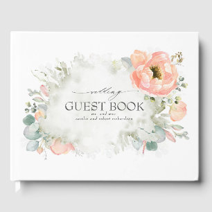 Livre D'or Fleurs d'aquarelle de pêche Mariage élégant