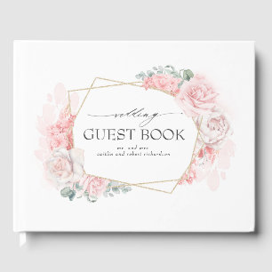 Livre D'or Fleurs d'Aquarelle rose Blush Mariage élégant