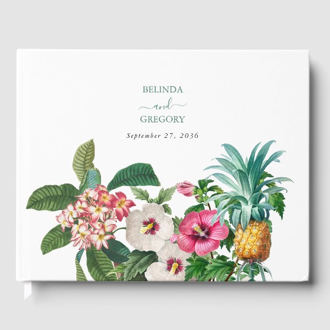 Livre D'or Fleurs d'aquarelle tropicale et Mariage de verdure (Recto)