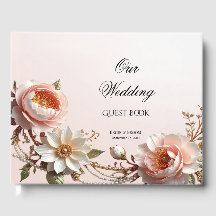 Livre d'or Fleurs Décoratives Roses et Blanches