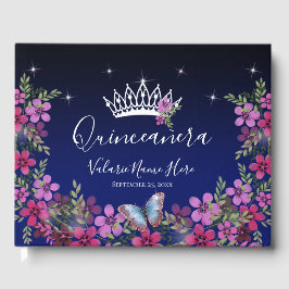 Livre D'or Fleurs et papillon princesse Quinceanera invité