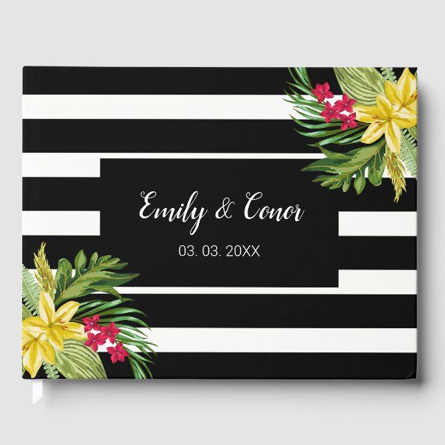 Livre D'or Fleurs Exotiques Noires Blanches (Recto)
