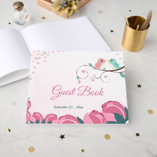 Livre D'or fleurs inséparables roses feuilles