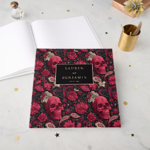 Livre D'or Fleurs noires gothiques de crânes