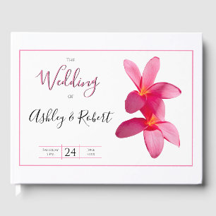 Livre D'or Fleurs Plumeria rose, Mariage moderne
