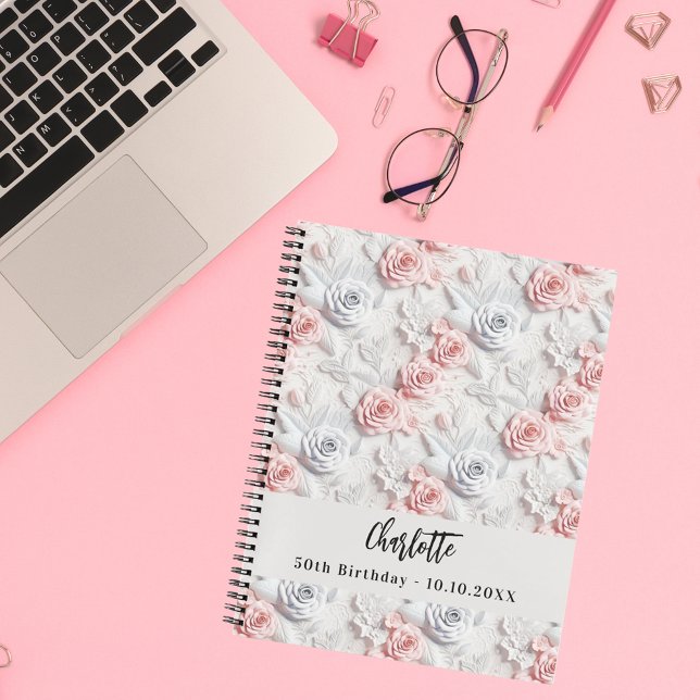 Livre d'or fleurs rose blanc nom (Créateur téléchargé)