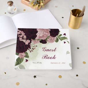 Livre D'or fleurs rose et cabernet verdure