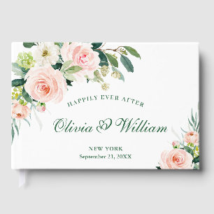 Livre D'or Fleurs Roses Élégantes Floral Mariage