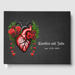 Livre D'or Fleurs rouges du coeur gothique.
