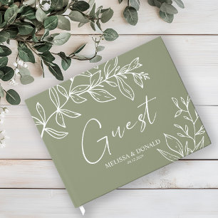 Livre D'or Fleurs vertes Sage Simple Mariage Boho