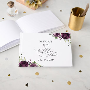Livre D'or Fleurs violettes, fleurs de prunier, Bohème, Anniv
