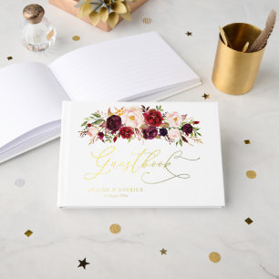 Livre D'or Floral Bourgogne Moderne Et Brut