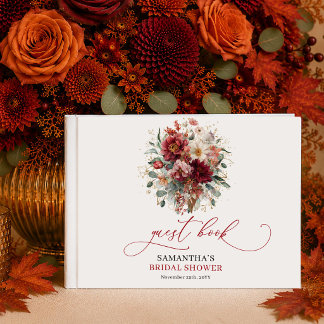 Livre D'or Floral Burgundy Gold Eucalyptus autumn bridal show