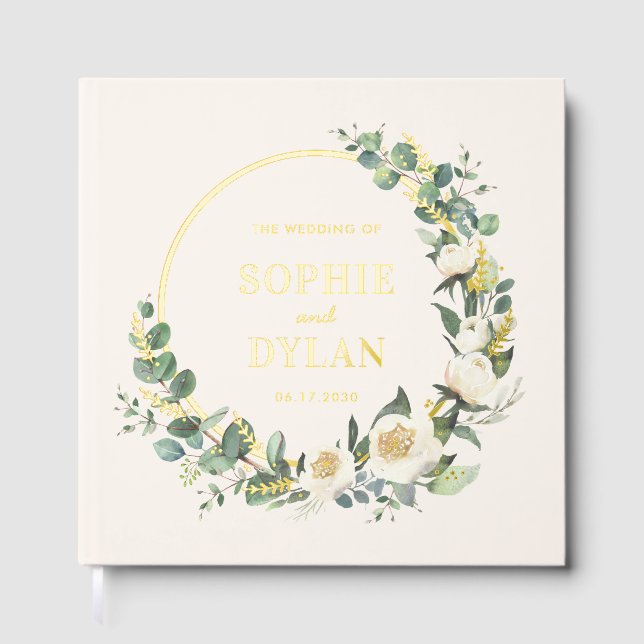 Livre D'or Floral Hoop Elégant mariage couleur modifiable (Recto)