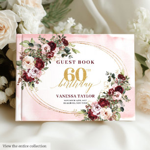 Livre d'or Floral Moderne Boho Bourdon Blush 60 an