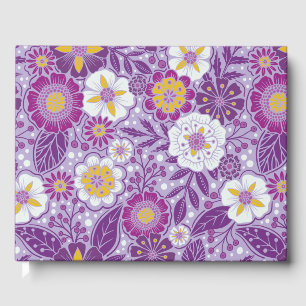 Livre D'or Floral pourpre, jaune et magenta