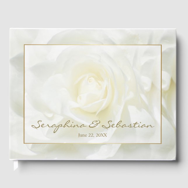 Livre D'or Floral rose blanche et Mariage or (Recto)